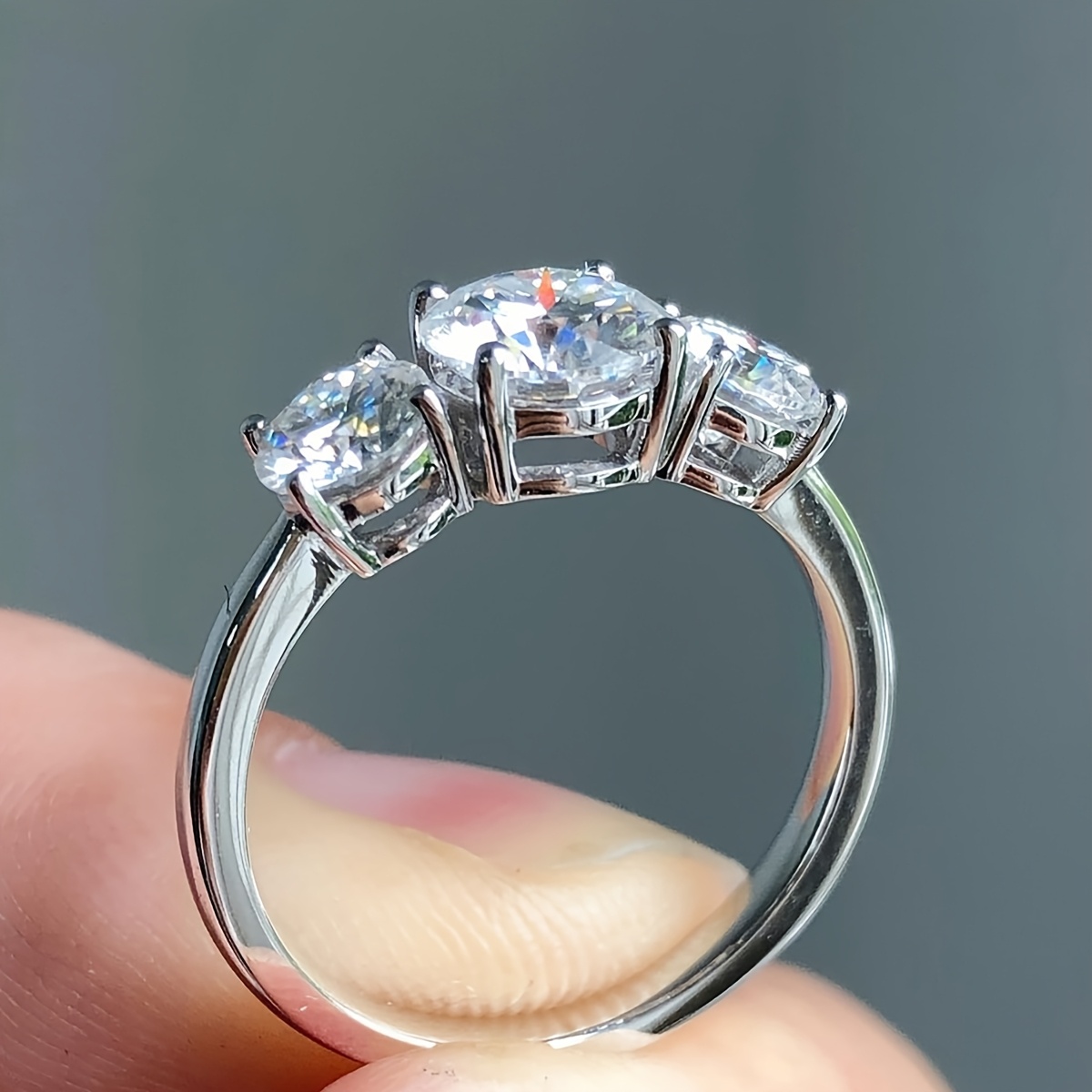 Moissanite Engagement Ring 925 Sterling Silver Golden Promise Ring